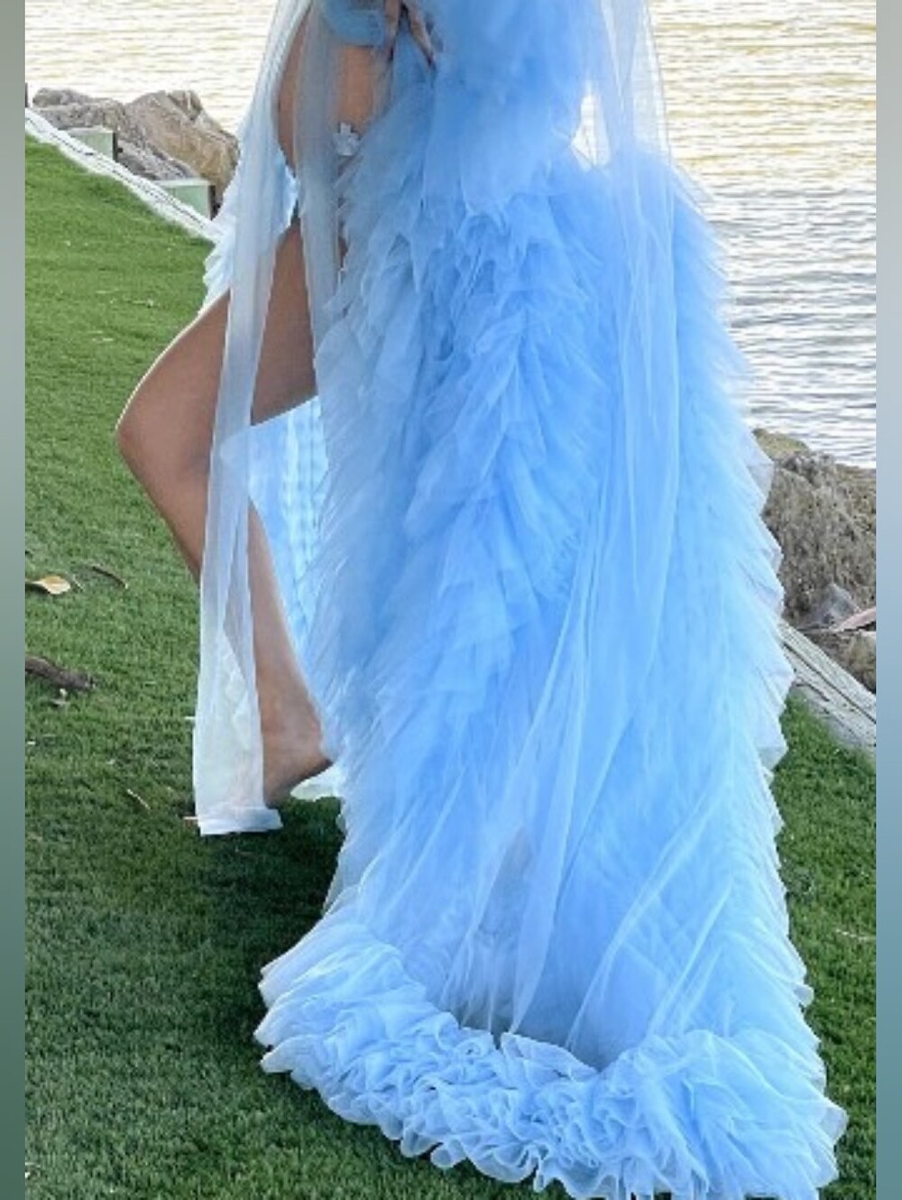 Sheer Ruffled Tulle Robe in Light Blue - Picture 5 of 5